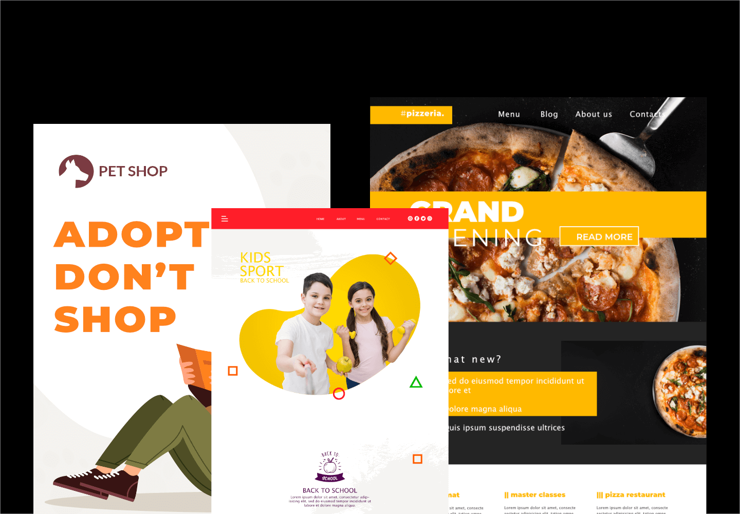 A collage of pictures of my website designs.